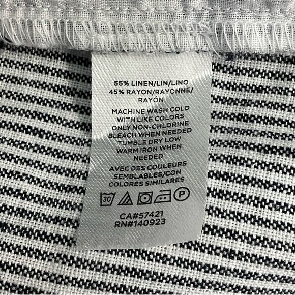 Ann Taylor Loft Outlet Linen Blend Shorts Women XL Gray White Ticking Lagenlook - Picture 4 of 6